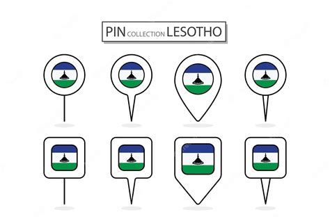 Conjunto De Icono De Bandera De Lesotho De Pin Plano En Diversas Formas Icono De Pin Plano