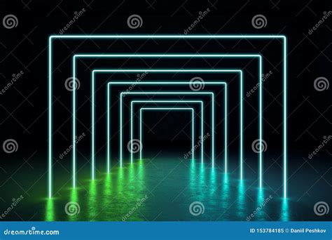 Abstract Green Neon Hall Stock Illustration Illustration Of