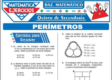 Ejercicios De Per Metros Para Quinto De Secundaria