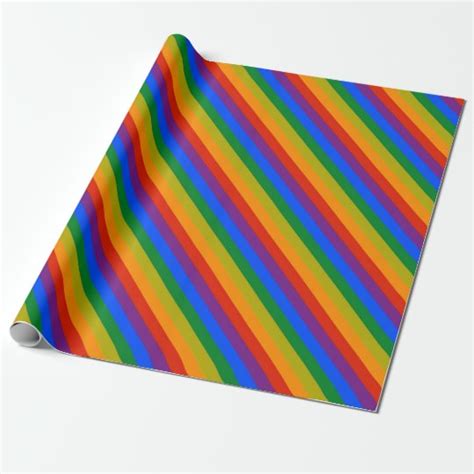 Diagonal Rainbow Stripes Wrapping Paper