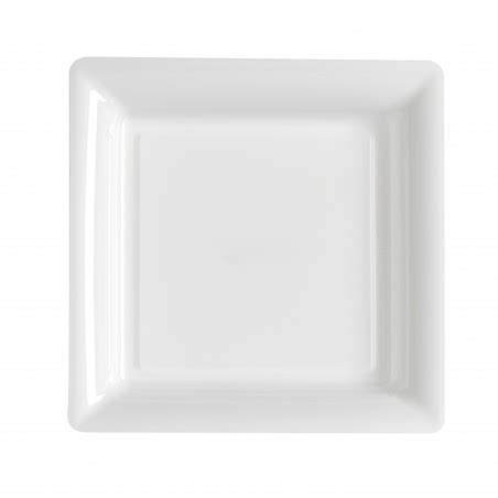 Assiette carrée blanche 23x23 cm en plastique jetable les 12 SOURIRE