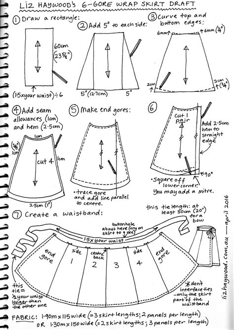 Free Wrap Skirt Pattern Summary Бесплатная выкройка Узоры для юбки