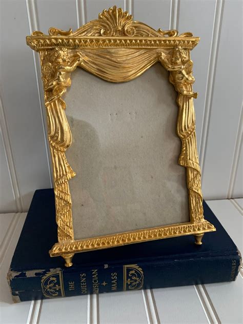 Vintage Gold Ornate Metal Picture Frame With Cherubs Photo Holder Etsy