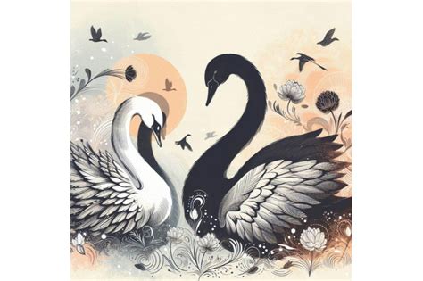 4 hand drawn swans By dianaxstoyanova | TheHungryJPEG