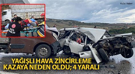 Yağışlı hava zincirleme kazaya neden oldu 4 yaralı ASAYİŞ