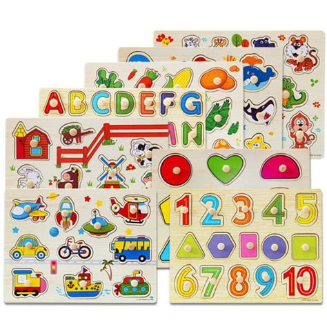 JANDEL Wooden Puzzles for Toddlers Peg Puzzle Set, Children's Learning ...