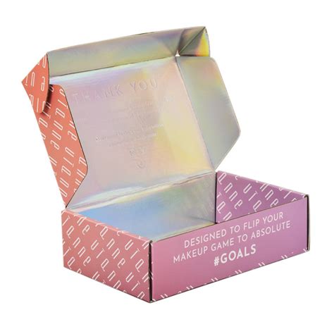 Custom Color Printed Iridescent Holographic Box Makeup Mailer Holographic Cosmetics Box