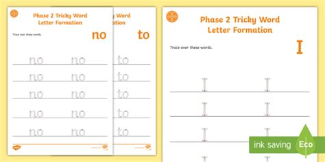 Phase 2 Tricky Words Letter Formation Worksheets