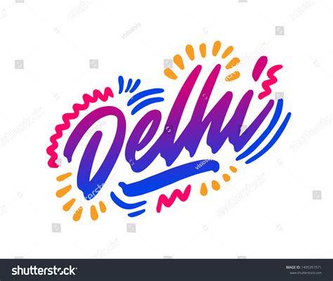 Delhi Handwritten City Namemodern Calligraphy Hand Stock Vector