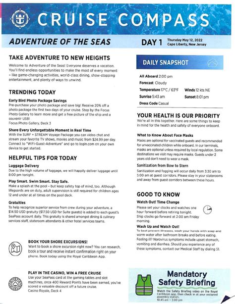 Adventure Of The Seas 9 Night Eastern Caribbean And Bermuda Cruise Compass May 12 2022 By