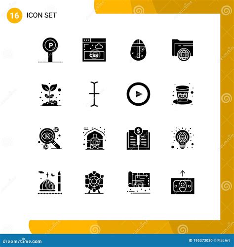 Group Of Solid Glyphs Signs And Symbols For Farming Globe Easter