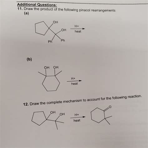 Solved Draw The Product Of The Pinacol Rearrangements And Chegg