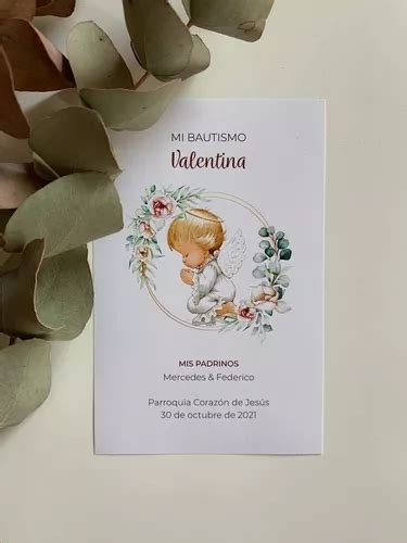 Estampita Bautismo Tarjetas Invitación Angelitos en venta en Capital