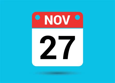 November 27 Calendar Date Flat Icon Day 27 Vector Illustration 34900183 ...