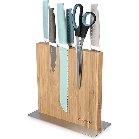 Navaris Double Sided Wooden Magnetic Knife Holder Universal Wood