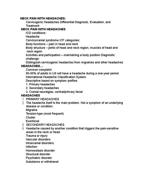 6. Neck Pain with Headaches - NECK PAIN WITH HEADACHES: Cervicogenic