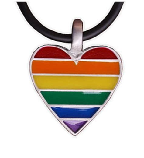 Rainbow Pride Heart Gay Lesbian Lgbt Pride Pewter Necklace In Pendant