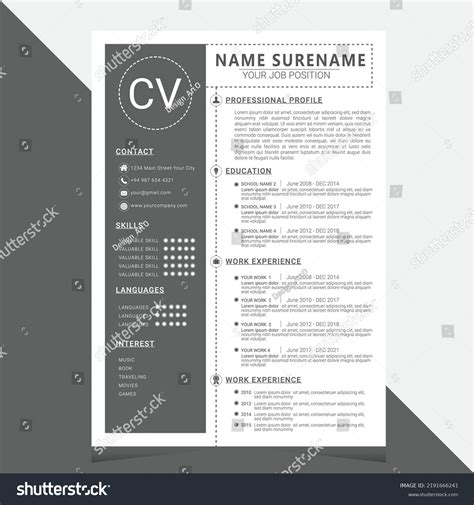 Professional Resume Template Vector Design Stock Vector Royalty Free 2191666241 Shutterstock