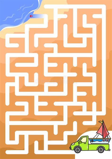 Jogo De Maze Ajude O Carro A Encontrar O Caminho Para O Mar Ilustra O