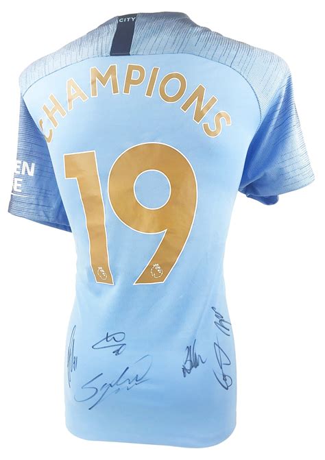 Manchester City Autographed Jersey - Premiership Champions Shirt 2019 | Firma Stella