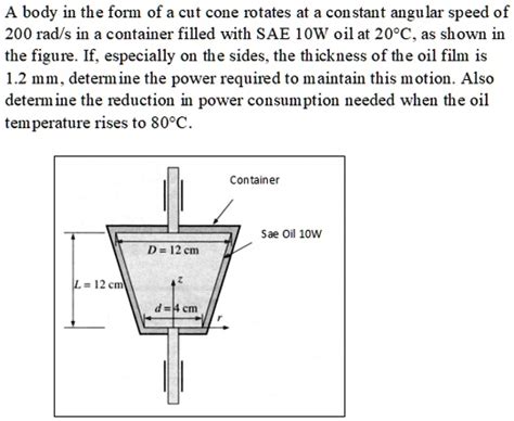 A Body In The Form Of A Cut Cone Rotates At A Constant Angular Speed Of