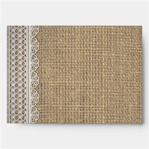 Rustic Country Burlap Lace Wedding Envelope Zazzle