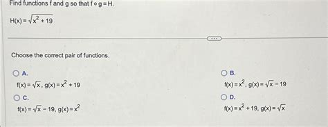 Solved Find Functions F ﻿and G ﻿so That