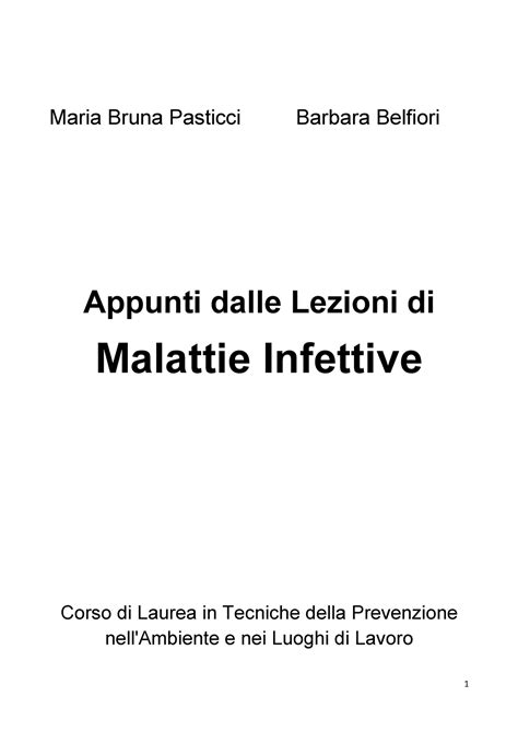 Appunti Malattie Infettive Epidemiologia E Igiene Maria Bruna