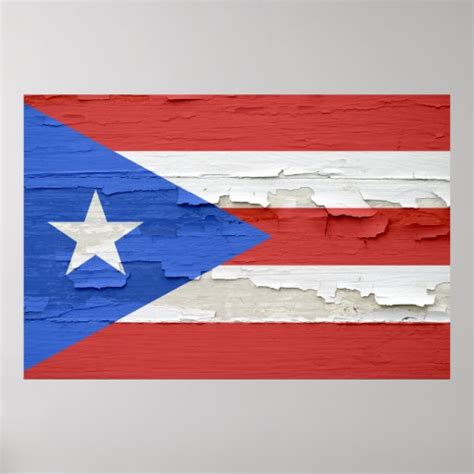 Flag Of Puerto Rico Weathered Paint Poster Zazzle