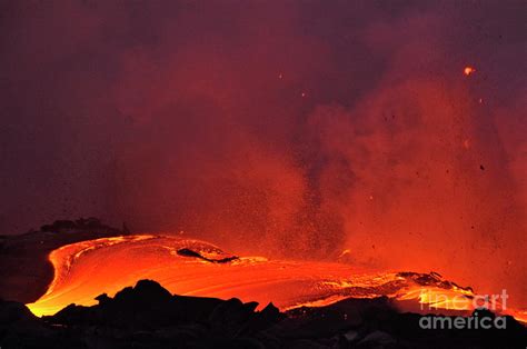 River Of Molten Lava Flowing To The Ocean Photograph By Sami Sarkis