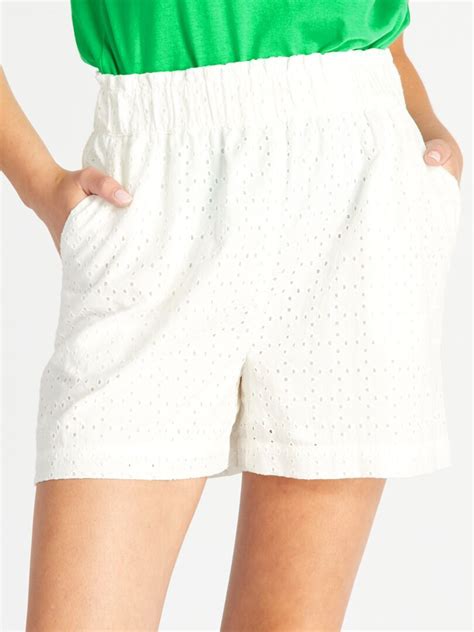 Short Avec Broderie Anglaise Blanc Kiabi