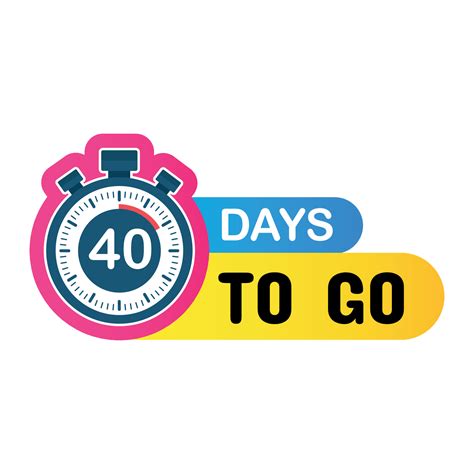 40 Days To Go Countdown Timer Clock Icon 23666868 Vector Art At Vecteezy