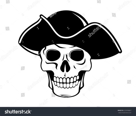 Pirate Skull Black Hat Tattoo Design Stock Vector (Royalty Free) 225958867 | Shutterstock