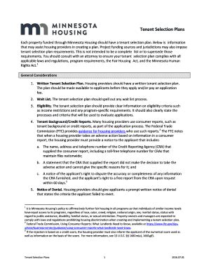 Fillable Online Tenant Selection Plans Fax Email Print PdfFiller