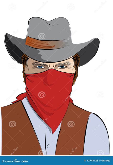 Vector Cowboy With Maskbandit Stock Vector Illustration Of Macho