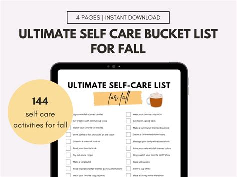 Self Care Bucket List Autumn Bucket List Fall Bucket List Etsy