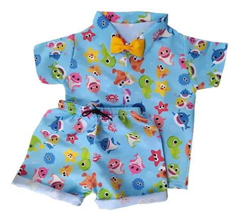 Conjunto Mauricinho Baby Shark Roupa Infantil Menino Parcelamento Sem