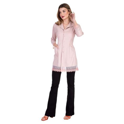 Jaleco Feminino Cristal Nude FAÍKO Jalecos