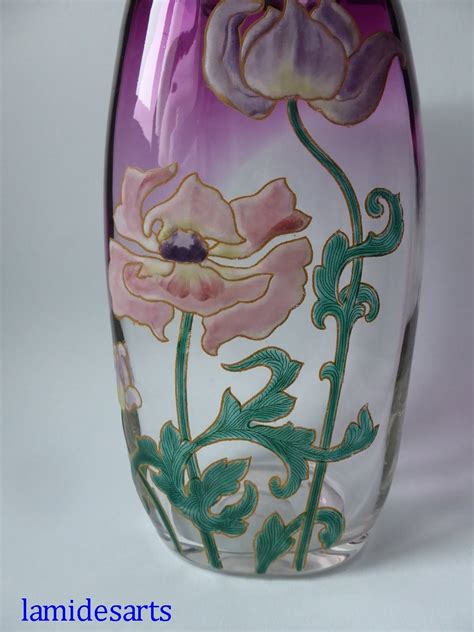 Vase Verre Emaille Legras Montjoye Art Nouveau Pavots