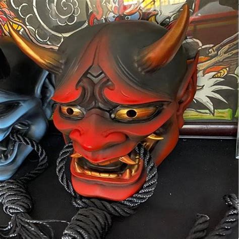 Buy Samurai Oni Mask Japanese Cosplay Latex Mask Anime Demon Face Cover Ghostface Mask For