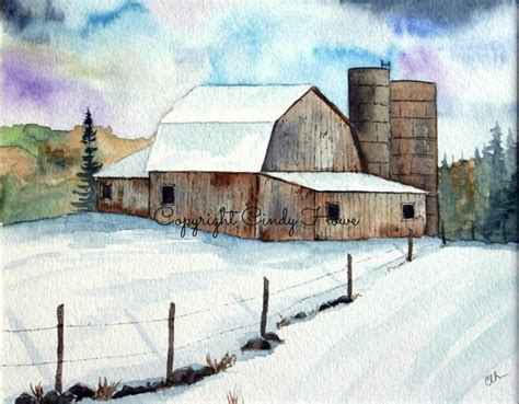 Digital Art Winter Farm Winter Scene Farm Farm Landscape - Etsy