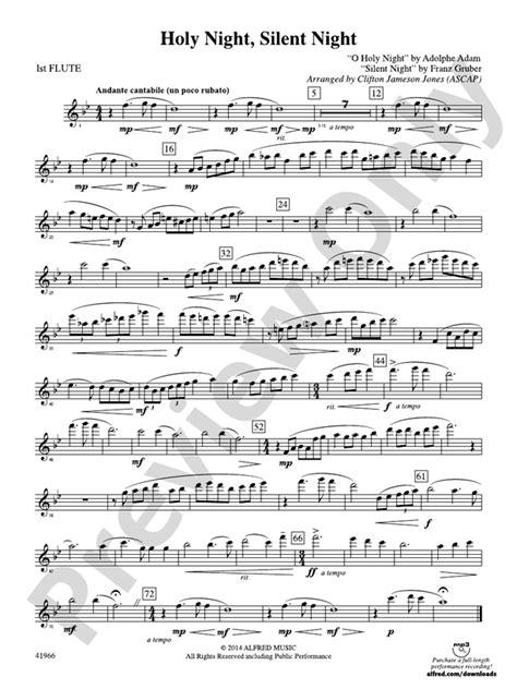 Holy Night, Silent Night: Flute: Flute Part - Digital Sheet Music Download