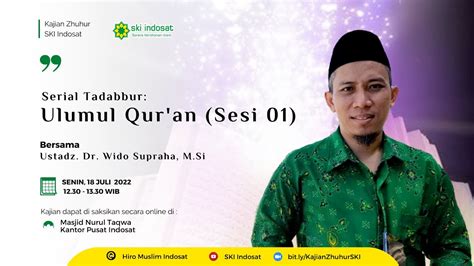 Ust Dr Wido Supraha M Si Serial Tadabbur Ulumul Qur An Sesi 01