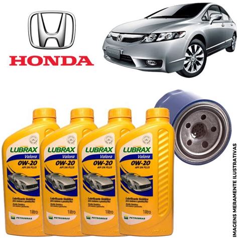 kit troca de oleo Honda Civic 1 8 2 0 Flex Lubrax Autopeças