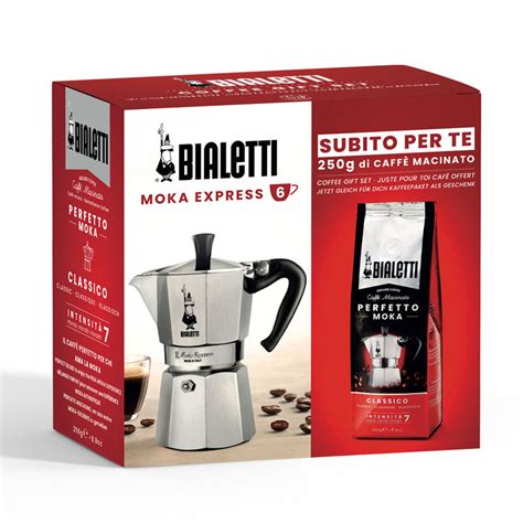 Bialetti Moka Express With Perfetto Classico 250g Ground Coffee Gift