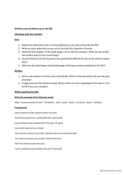 23 Vampire English Esl Worksheets Pdf And Doc