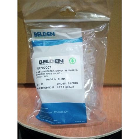 Jual Belden Connector ORIGINAL 100 UTP RJ45 Cat 5E Konektor UTP RJ45