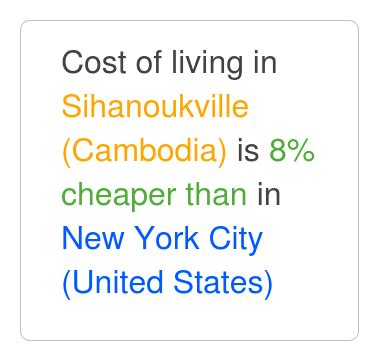 Sihanoukville Is Cheaper Than New York City Nov Cost Of Living