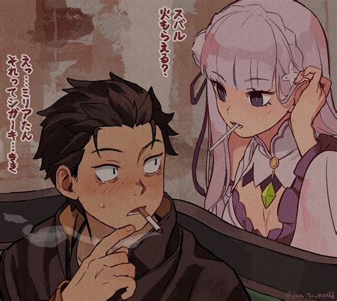 Emilia And Natsuki Subaru Re Zero Kara Hajimeru Isekai Seikatsu Drawn