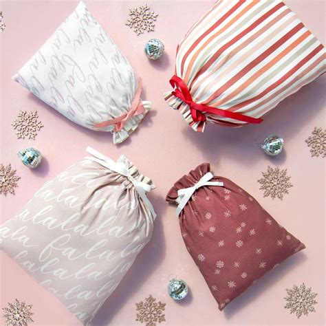 Christmas Fabric Gift Bag Reusable Drawstring Xmas Holiday Etsy